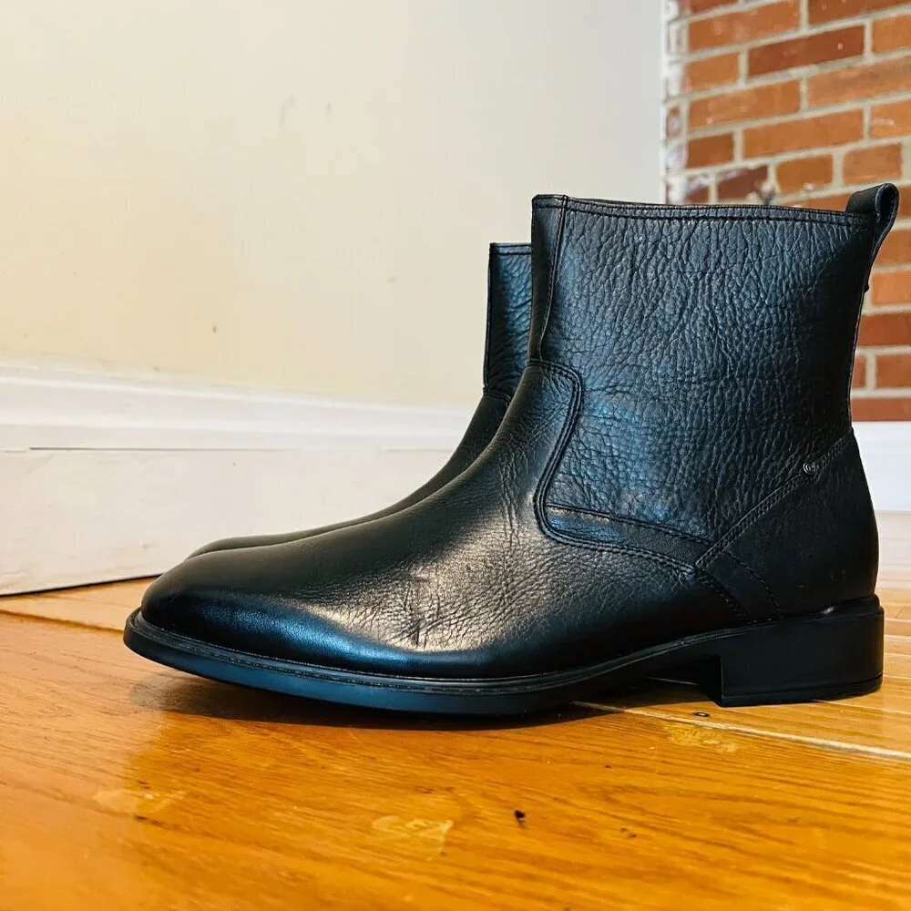 Rockport Men’s Black Leather Zip Up Anlke Boots Size 11 W NEW
